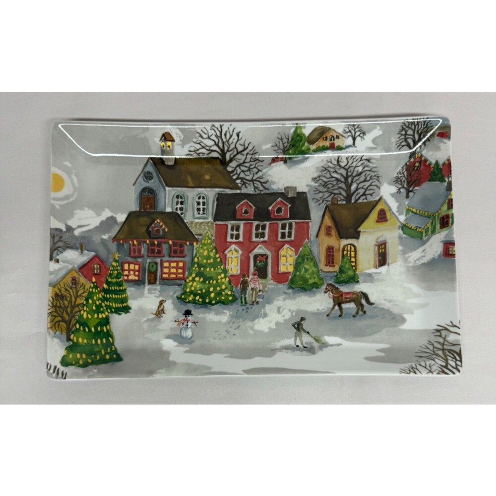 Pottery Barn Winter Village Series Holiday Serving Platter Tray Christmas Dinner